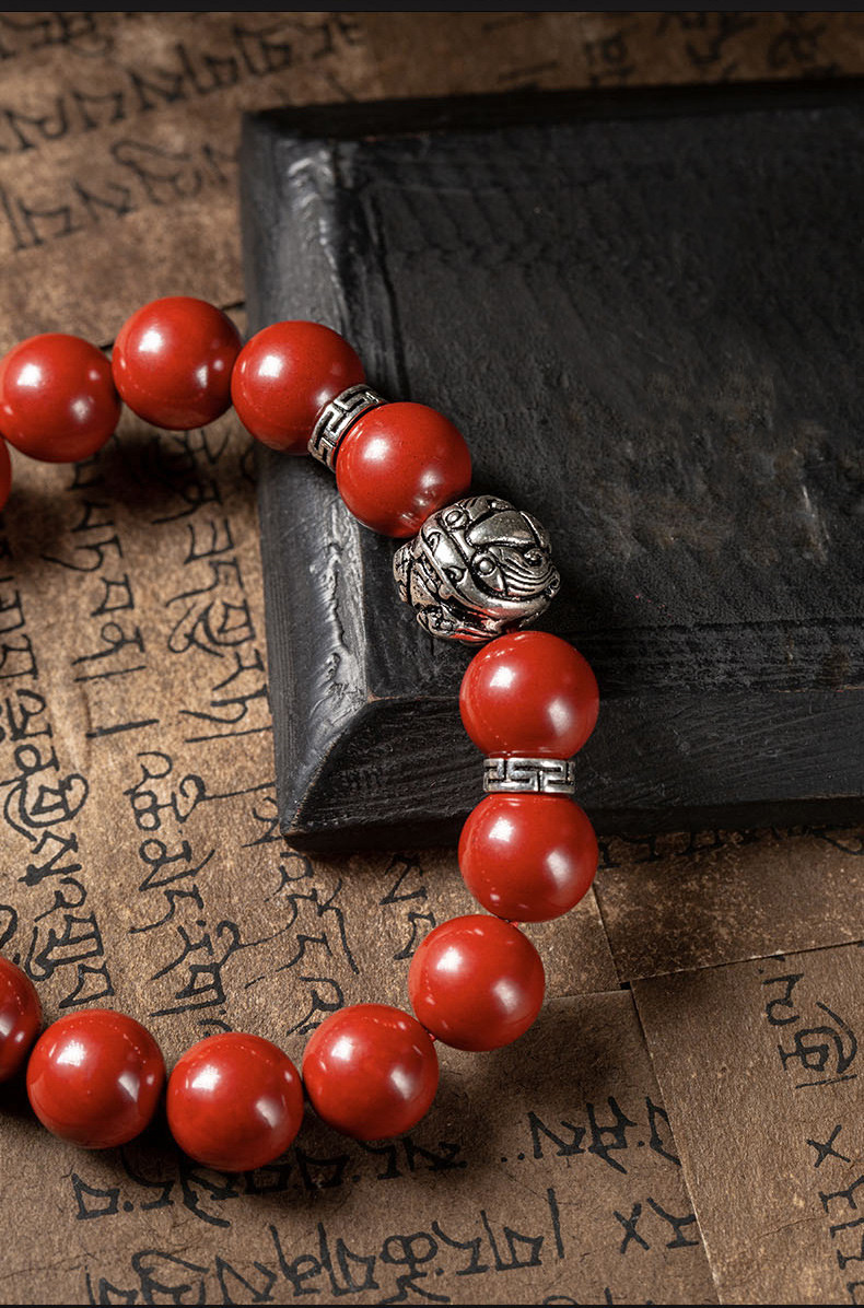 Feng Shui Bracelet For Women Lady Cinnabar Jade Gourd Bracelet Wealth Luck And Protection Red Cinnabar Beads With Gold Gourd Charm For Birthdays