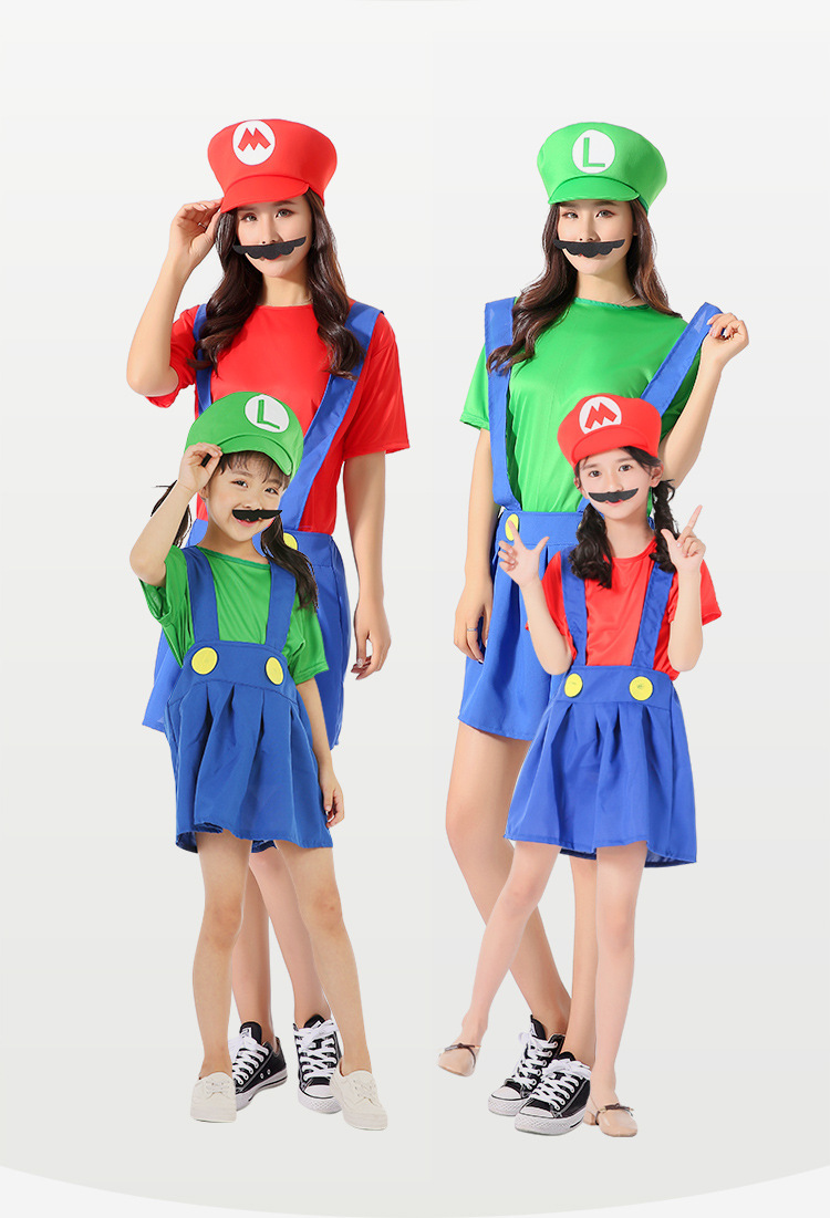 Stage Dancerwear SuperMario Onesie for Halloween Children and Adults Cosplay Performance