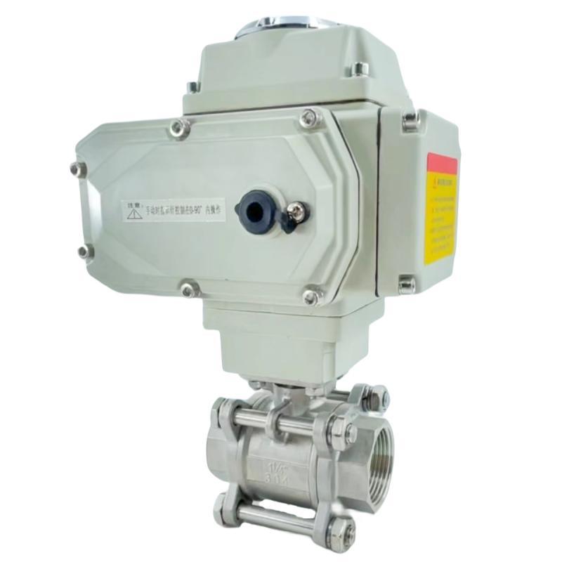 Stainless Steel 1000wog SS304/316 CF8 Three Pieces Type Threaded Ball Valve with Automatic Electric Actuator