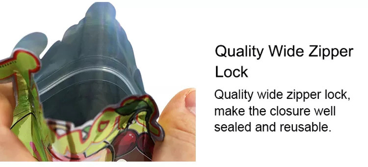 Child Resistant Flexible Smell Proof Zipper Die Cut Mylar Bag 3.5 Gram Stand Up