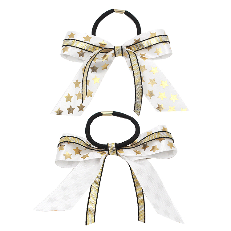 Elastic Band Hair Bow Ribbon Grosgrain Material Solid Color Cheer Style