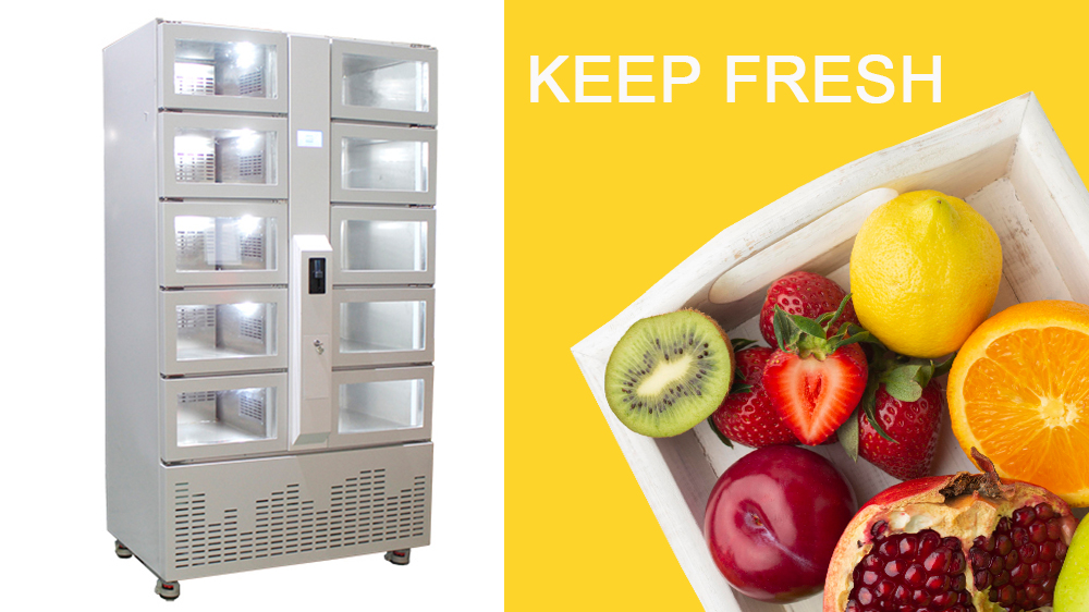 24 Hours Self Service Smart Refrigerated Locker With Touch Screen Monitor Android PC System