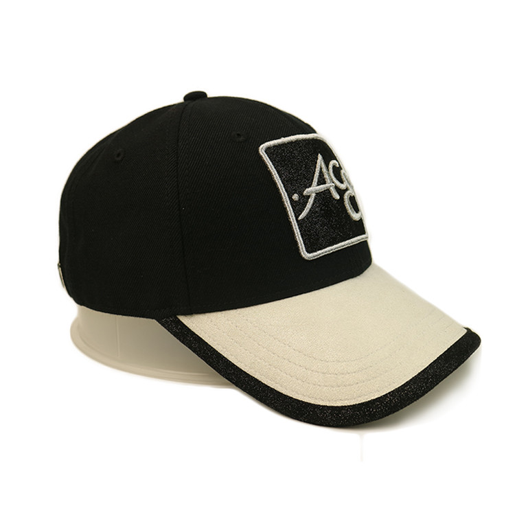 Black Flat Embroidery Men Hip Pop Baseball Cap With Metal Buckle