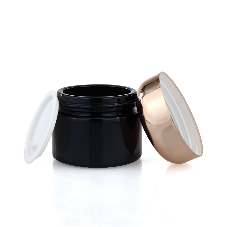 Black 20g 30g 50g Cream Glass Jars Empty Makeup Container