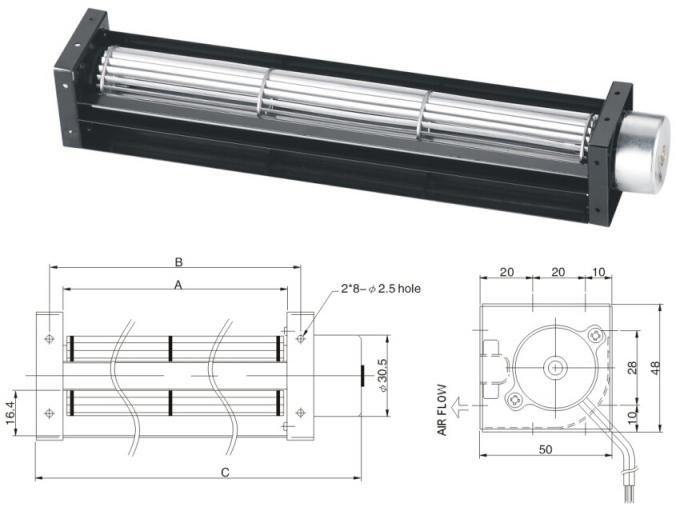 30 * 150 mm Fridge Cross Flow Cooling Fan / DC Tangential Fan For Refrigerator
