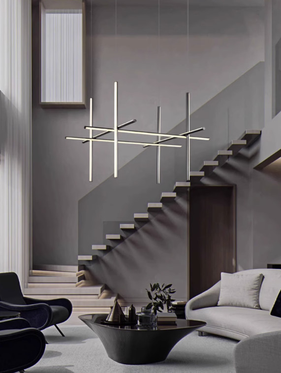 Light luxury simple gold led project chandelier designer model room cafe restaurant chandelier