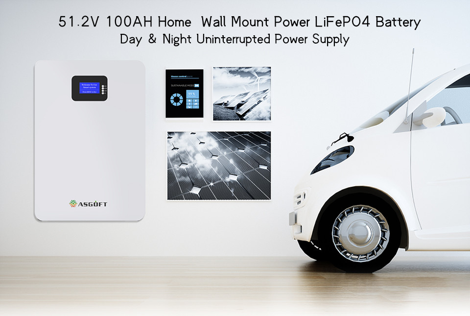 48v 51V Lifepo4 Battery Lithium 100Ah 5.12kwh 10kw Built-In BMS Powerwall With Lcd Display