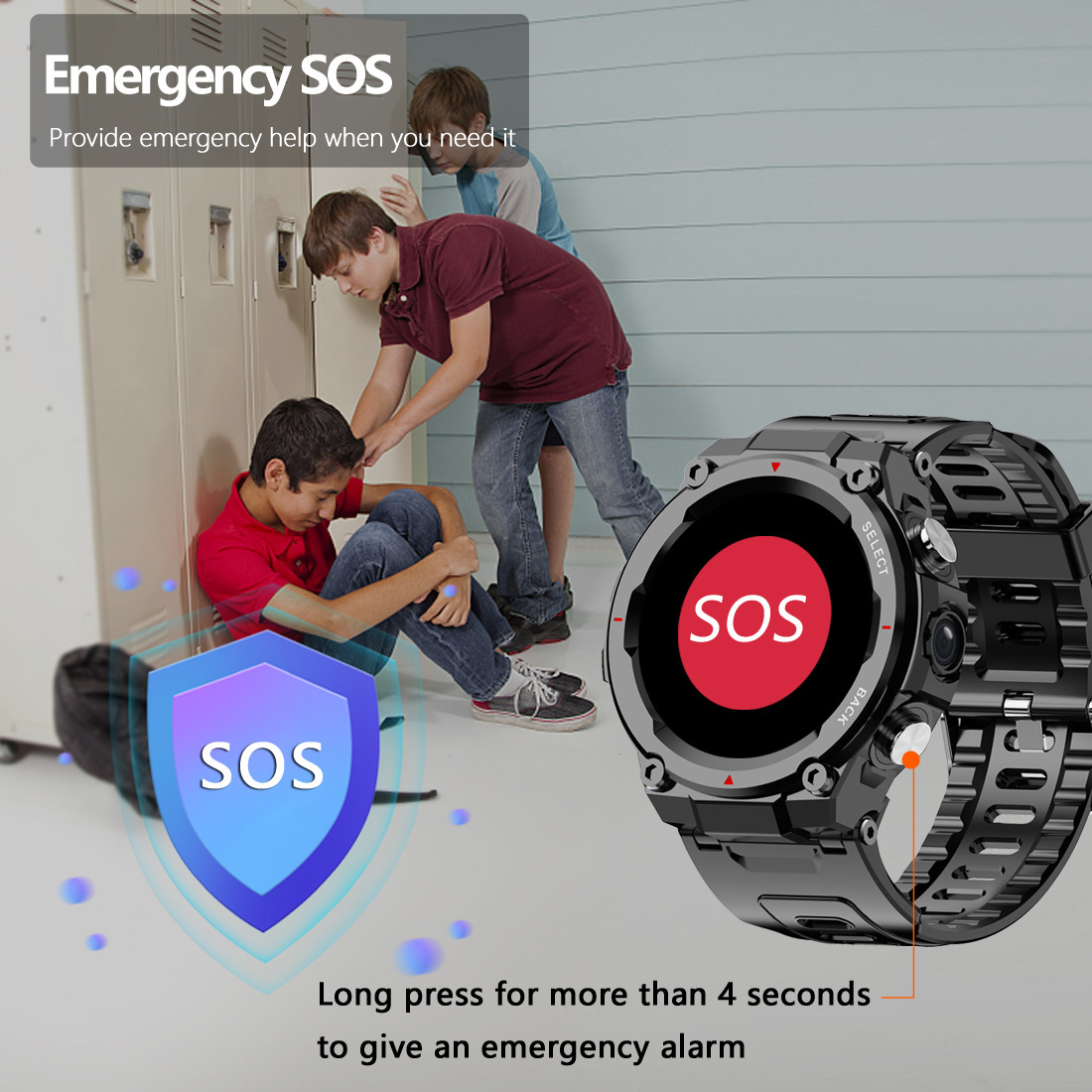 4G 1.28" Rugged Screen IP68 Sport Smart Band Watch Dustproof Fallproof