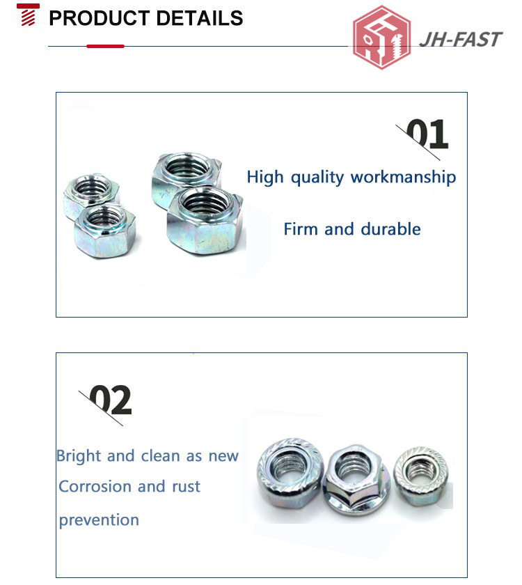 Galvanized Serrated Self Locking Hex Flange Nut DIN6923 6mm Threaded Nuts for Mining