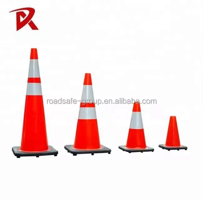 Flexible 1.65kg Orange Traffic Cones High Brightness Reflective Tape 36 Traffic Cones