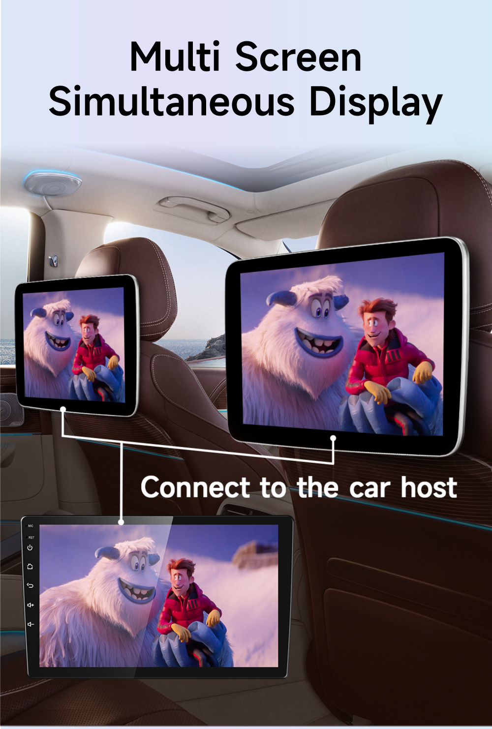 10.5Inch Android 10.0 Car TV Headrest Monitor with Touch Screen and Universal Compatibilit