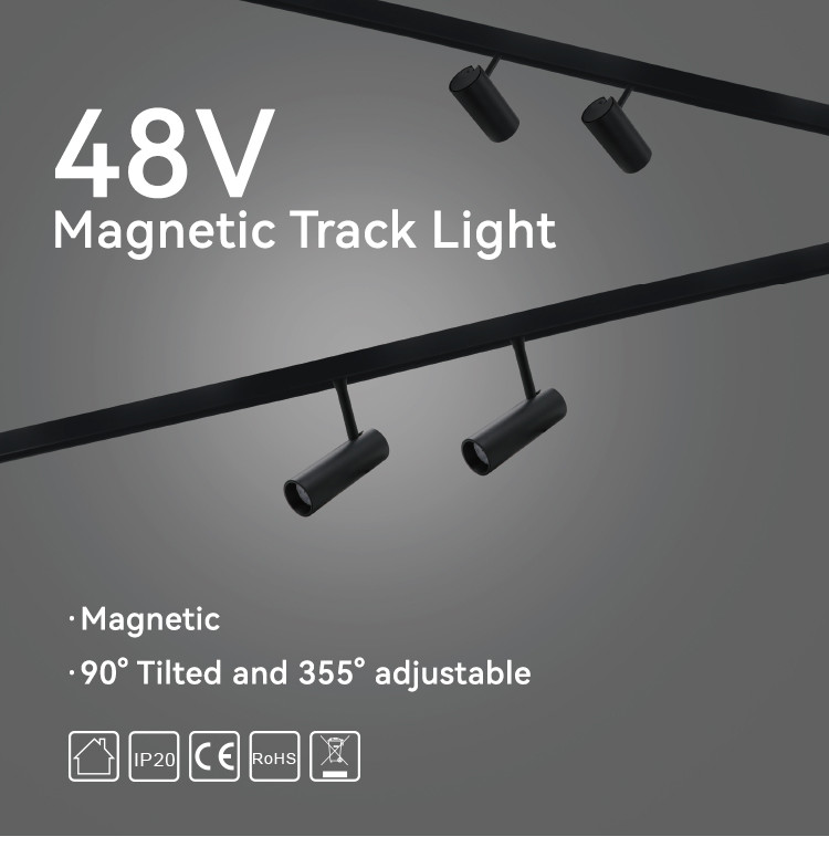 18W 48V Adjustable Angle Led Magnetic Track Light 1377lm-1683lm