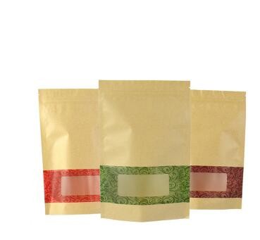 100% Security Food Grade Custom Window Design Stand Up Wax Paper Bags White For Food