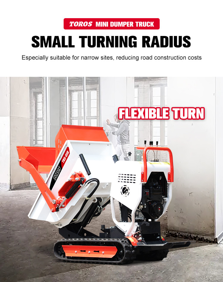 Efficient Powerful 500kg Crawler Mini Dumper With 520mm Track Center Distance