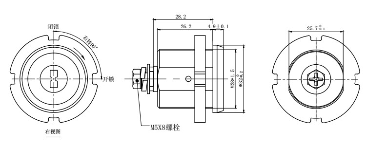 32mm Head Diameter Disc Tumbler Cam Lock CW 90 Degree Long Life Span