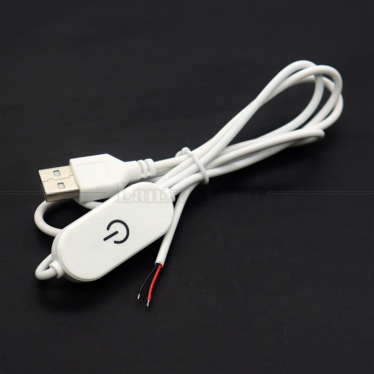 5V 1m on off Switch Controller USB to Open Wires End Cable Touch Dimmer for 3w 5w Led Strip Light Lamp