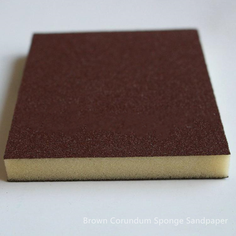 Two Sides Sponge Sanding Pads Brown Corundum Wood Polishing