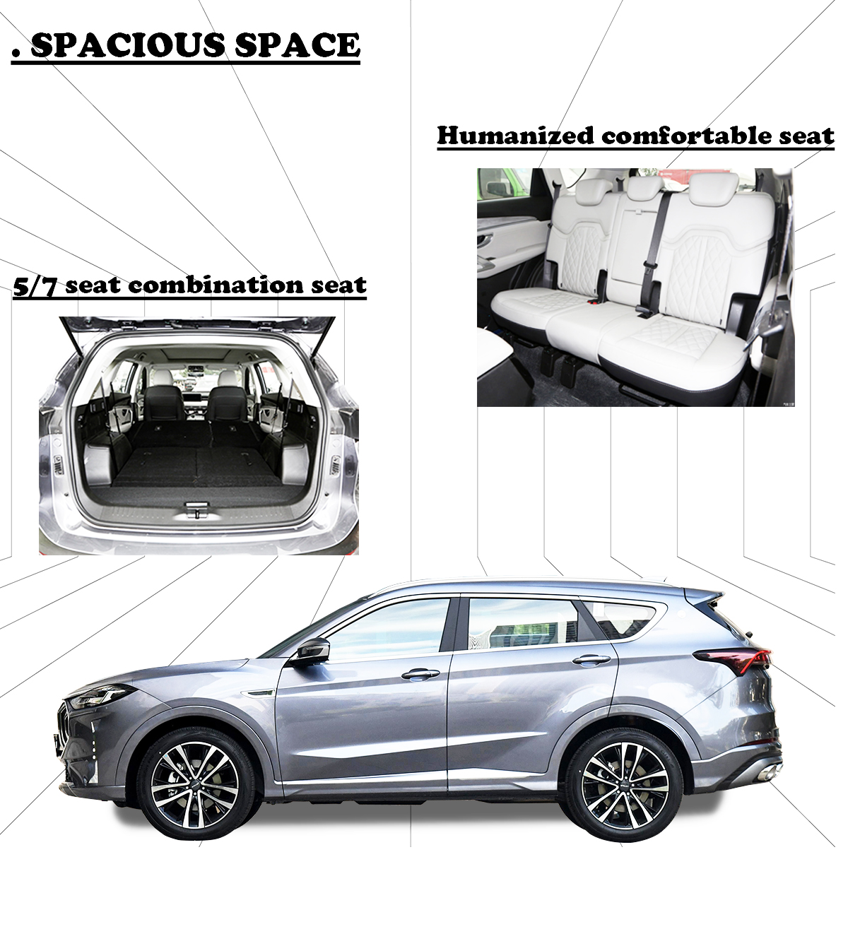 2023 2024 Top Selling 2.0T Chery Jetour X95 SUV Cars Petrol Car Forward Shift Number 7 Aluminium alloy Roof rack