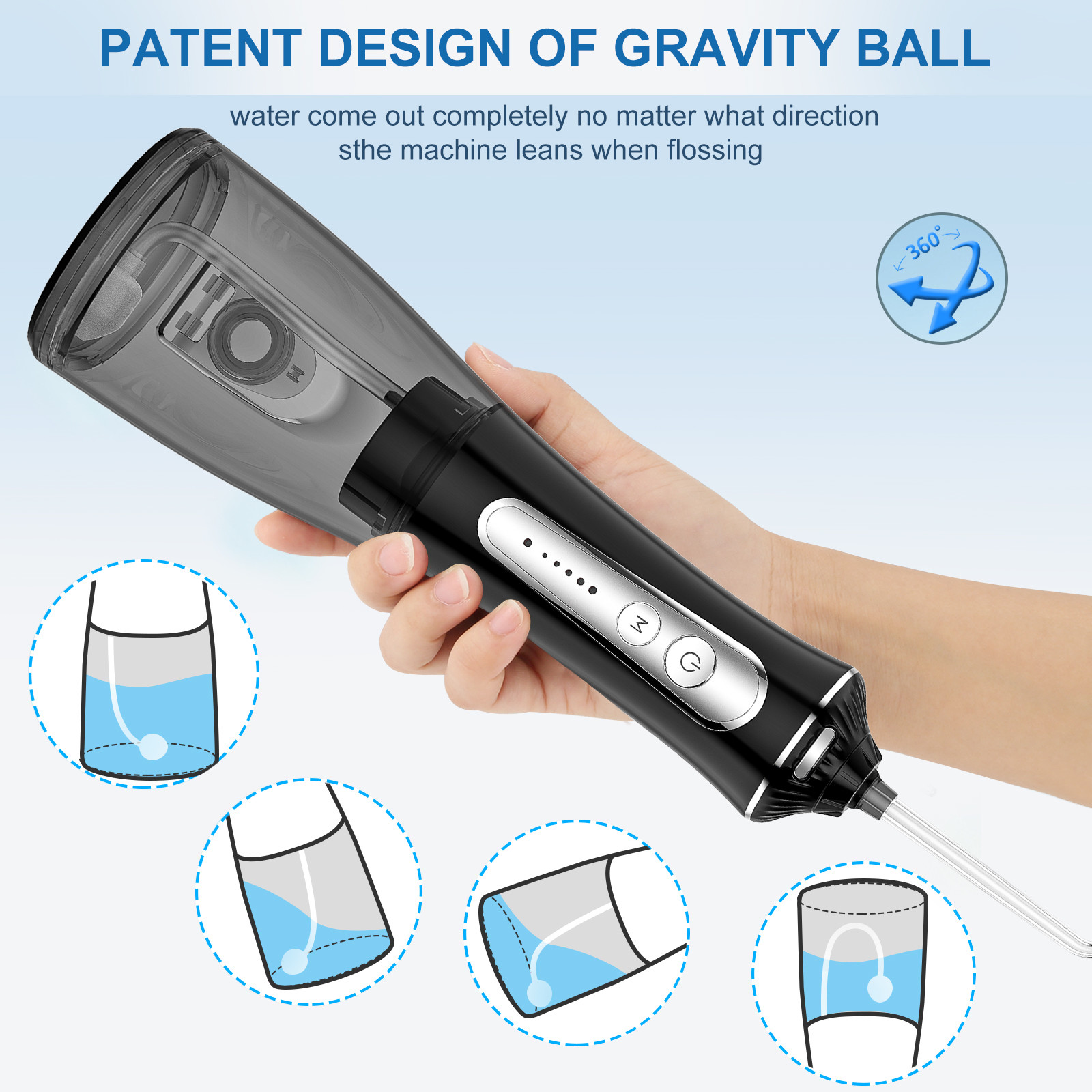 Private Label Deep Cleaning Portable Dental Flosser Smart Rechargeable Electric Flosser with Replaceable Flossing Head