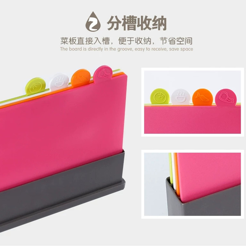 33.8cm Plastic Chopping Board Set With Stand