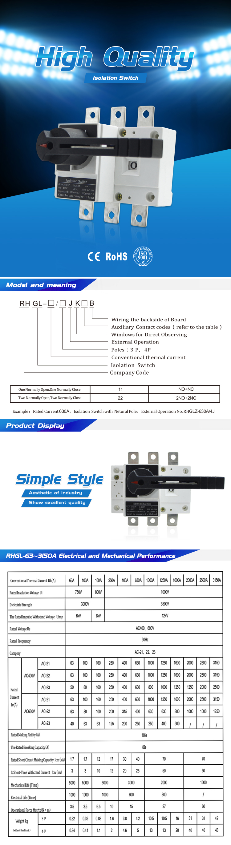 long using life Isolation Switch