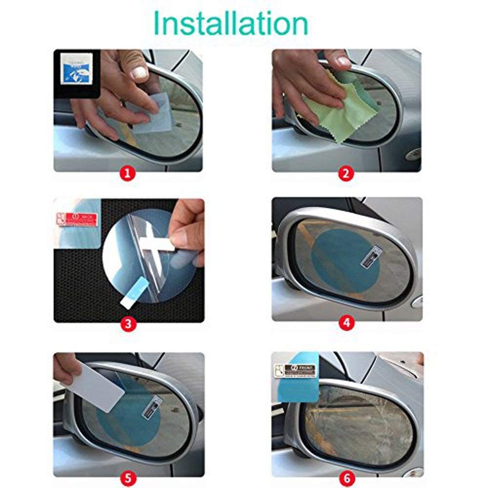 Flexible High Clear Car Rearview Mirror Film Nano Film Circular PET Waterproof Anti Fog Film 2 Packs