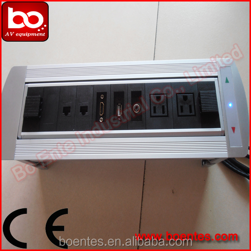 CE Approved Desktop Flip Socket/Motorized Pop Up Power Plug with US Outlet