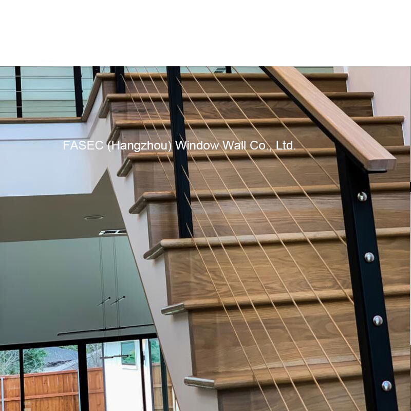 90 - 120mm Height Aluminium Glass Stair Balustrade Wire Cable Railing