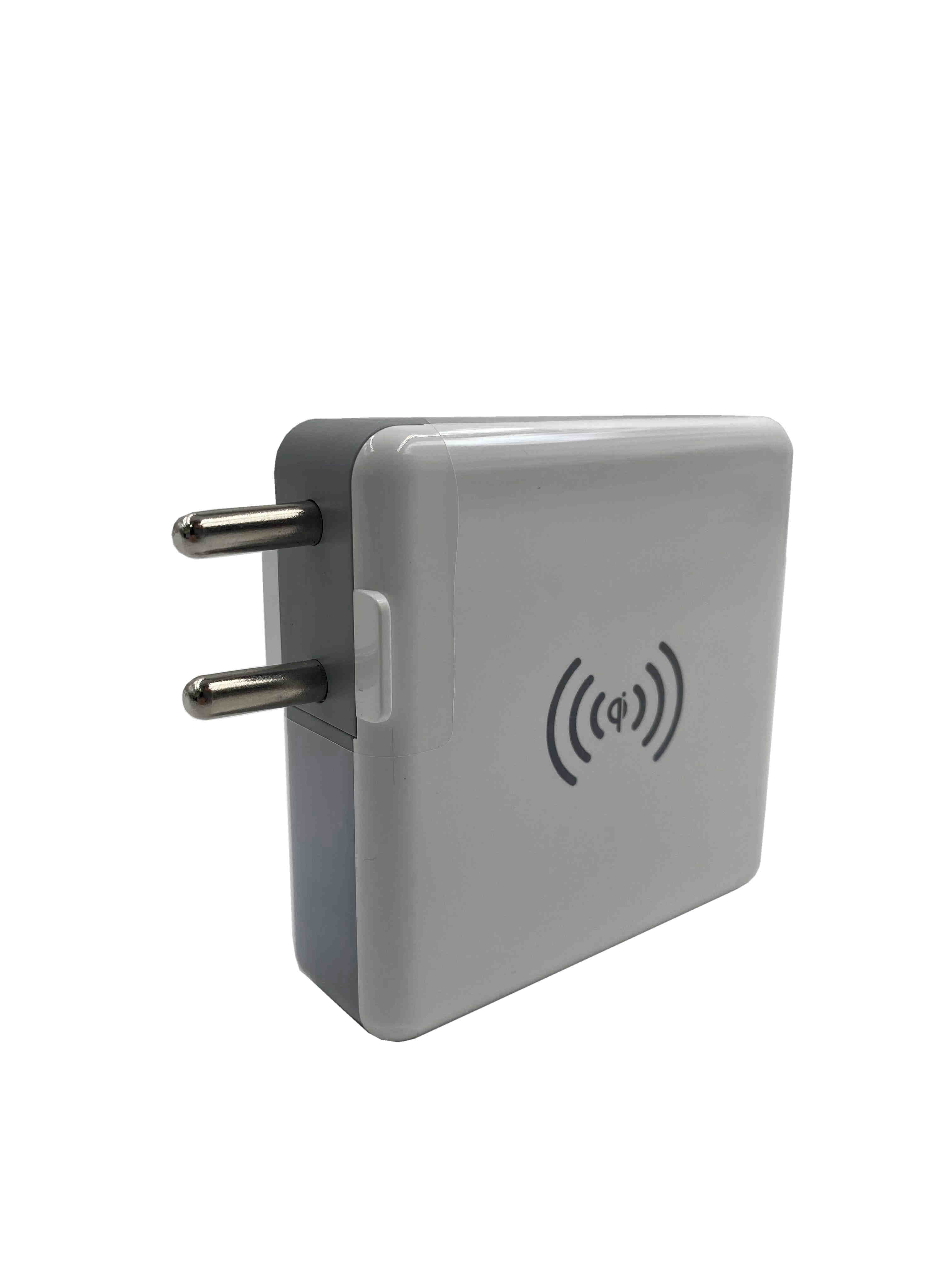 QI 5W 2 USB Port 5200mah Travel Charger Power Bank of India Plug