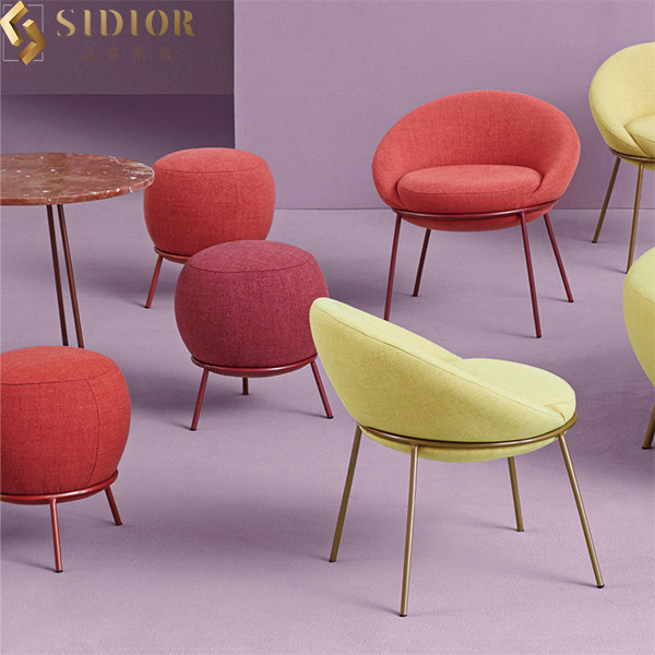 Italian Style Foot Rest Stool Living Room Round Ottoman Stool 42cm Length