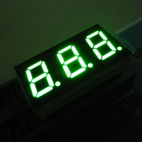 Triple Digit Pure Green 7 Segment LED Display Common Cathode
