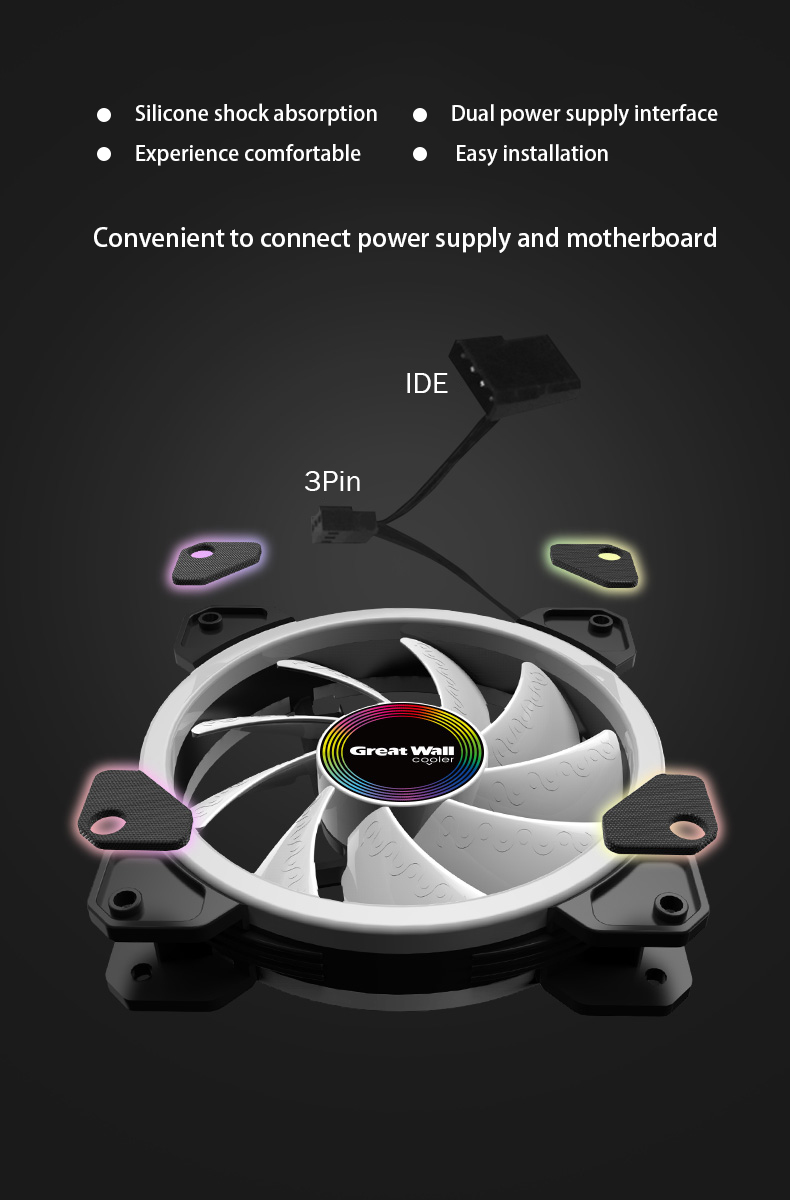RGB Computer Fan 120mm 4pin Dual Aura Fan with Remote Controller Computer RGB Cooling Fans