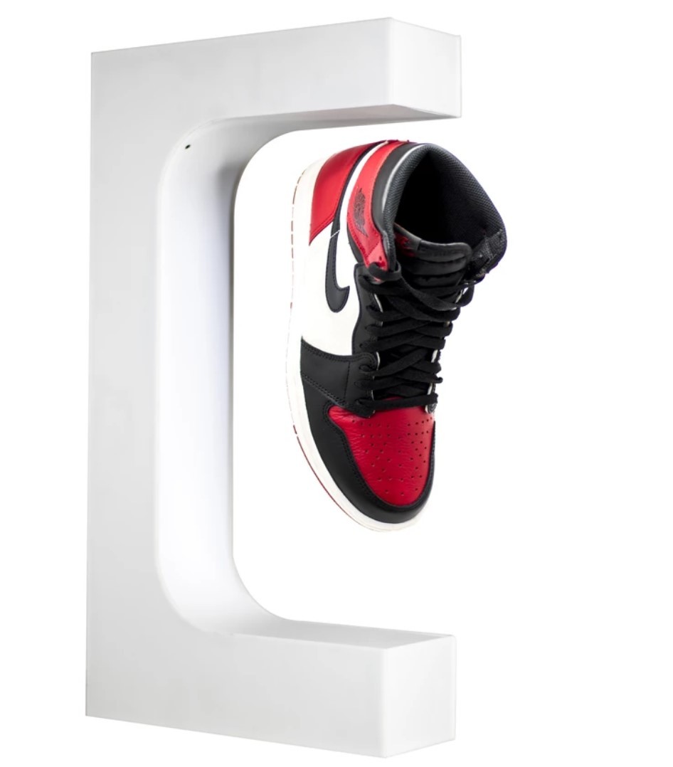 factory customize led light magnetic levitation pop sneaker shoes display racks