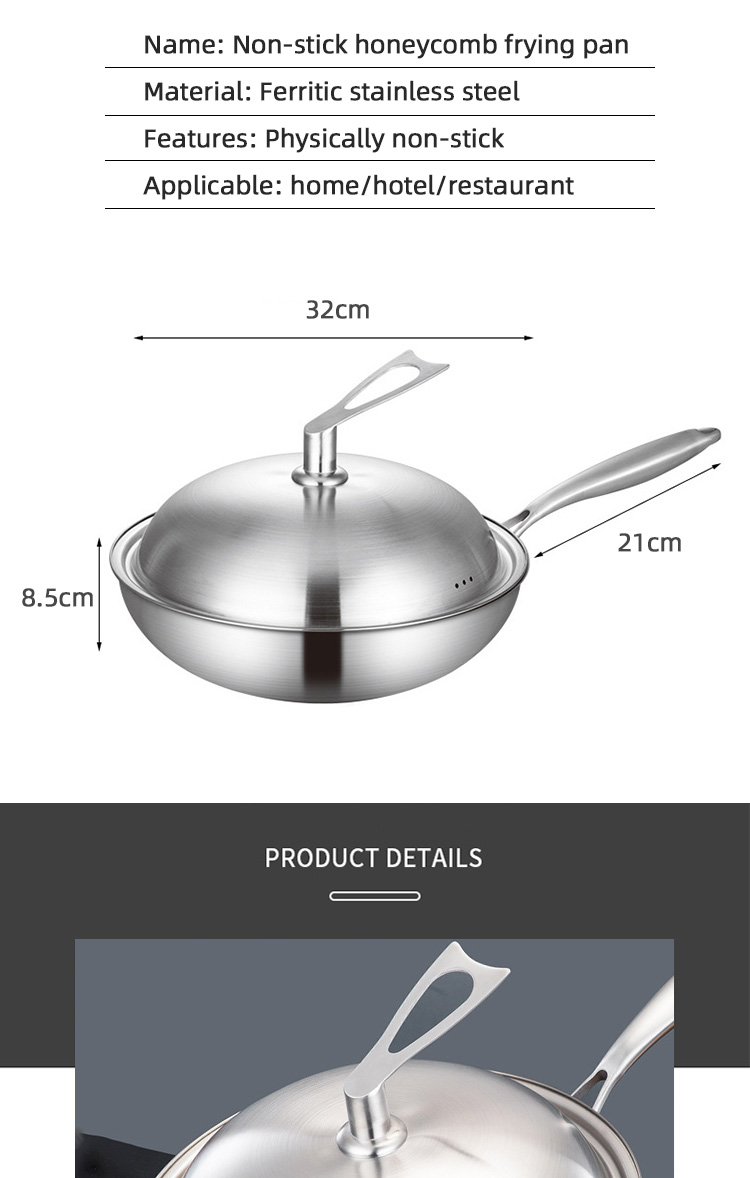 High Capacity Stovetop Frying Pan Kitchen Non Stick Stainless Steel