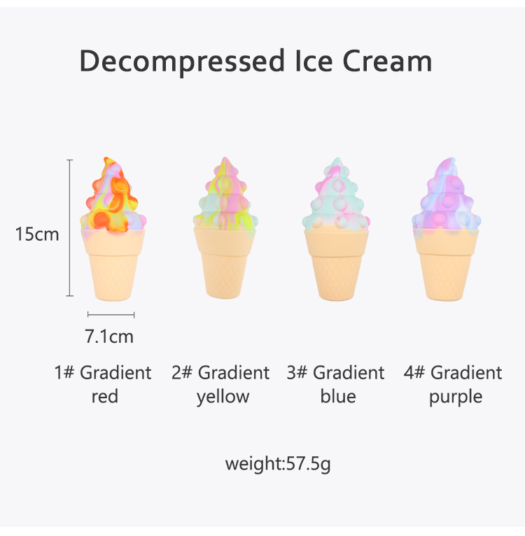 3D Colorful Silicone Ice Cream Teether For Baby Stress Relief Psychology