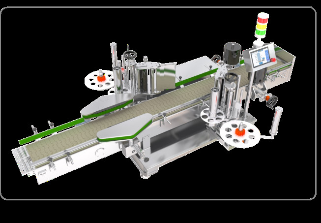 Double Two Side Flat Bottle Sticker Labeling Machine Large Barrel 1500 Pieces H 3KW