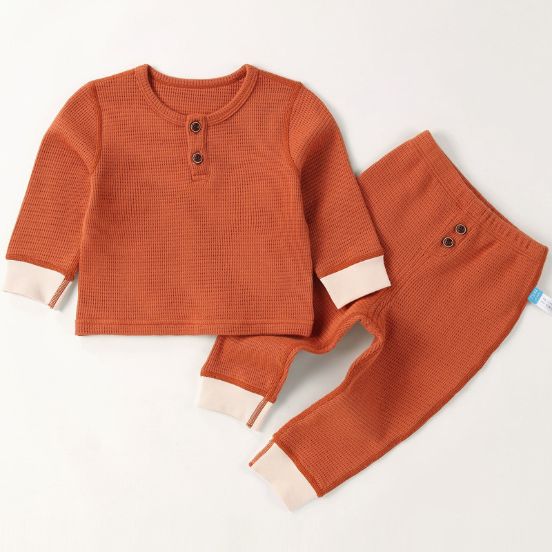 Autumn long sleeves newborn children's clothing sleepwear two pieces 4 colors optional kids baby clothes sets