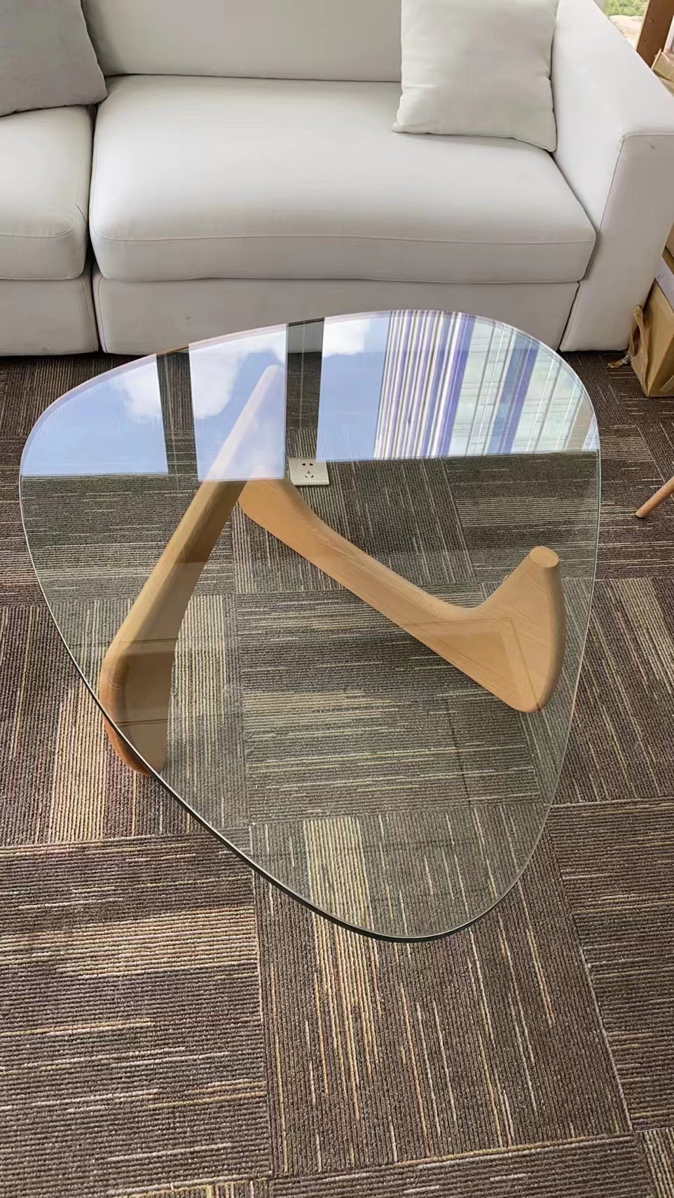 Luxury Sector Tempered Art Glass Oval Top Conner Tables Set Coffee Table