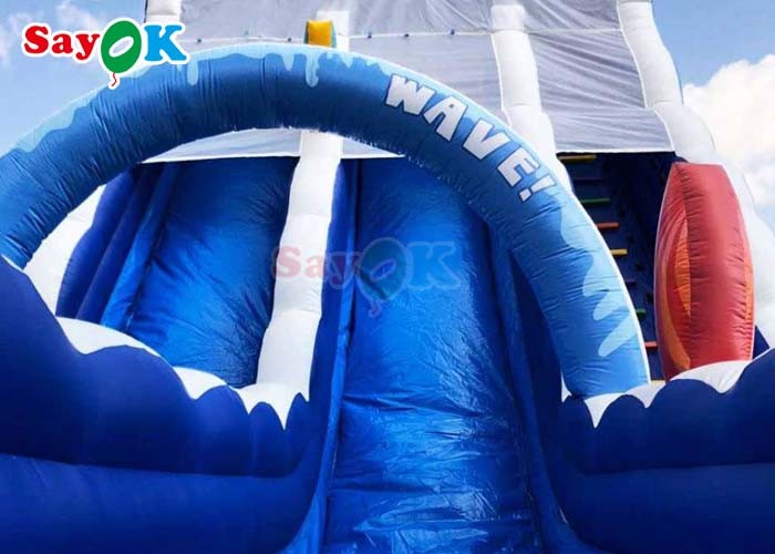 42.7ft Giant Inflatable Water Slides Blue Inflatable Double Beach Lane Slide
