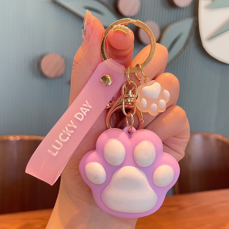 Cartoon Modeling Silicone Key Chain LED Flashlight Key Ring Handbag Bag Purse Pendant Key Holder