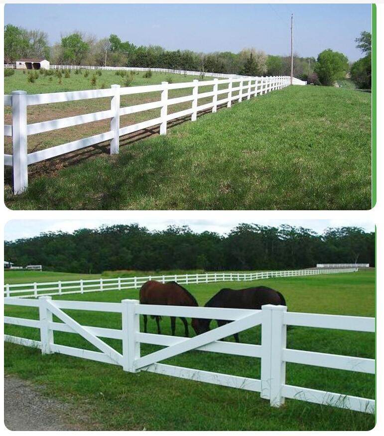 3 Rails Heavy Duty Vinyl Fence , Horse Pvc Farm Fence 1.2m Height