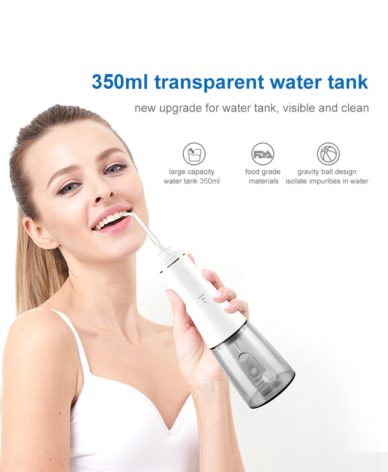 FCC ABS Quiet Oral Water Flosser Wireless White Gray Transpent Color