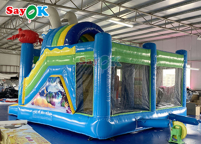 1000D Inflatable Bouncer Air Water Slide Jumping Bouncy Castle Ocean Theme Bounce House Combo With Pool