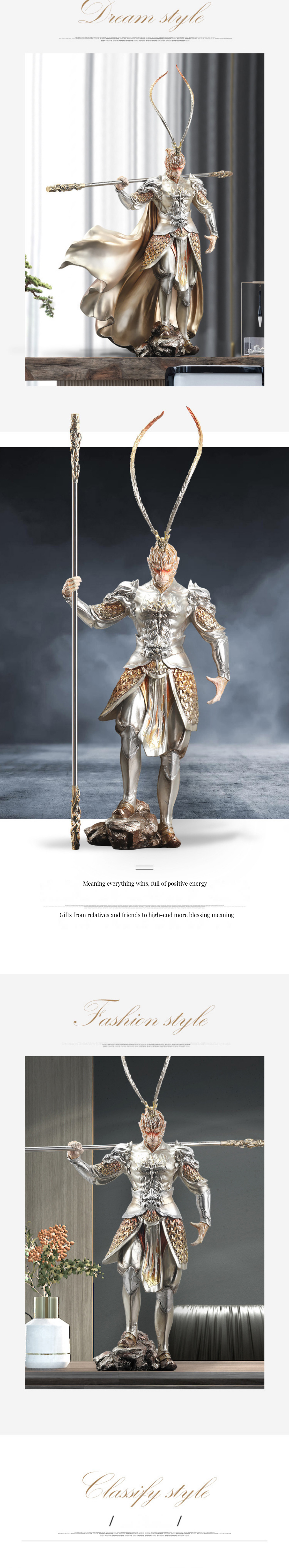 Fiberglass Monkey King Takes on Buddha Customized Color Home Accessories for TV Cabinet
