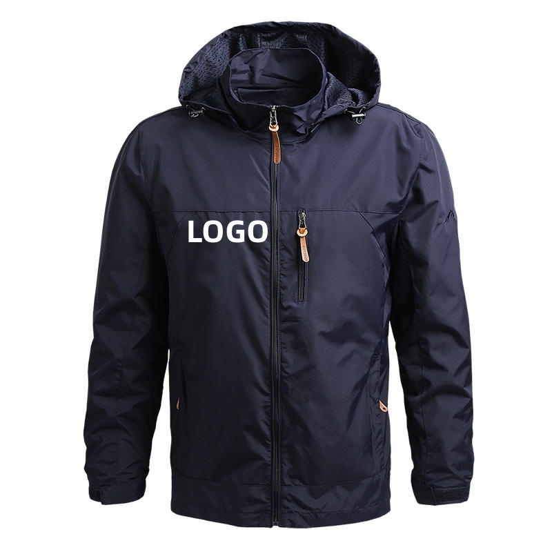 Wholesale Custom Waterpoof Autumn Windbreaker Zip Hoodies Pockets Mesh Outdoor Hiking Mens Coats Plus Size Men Jacket