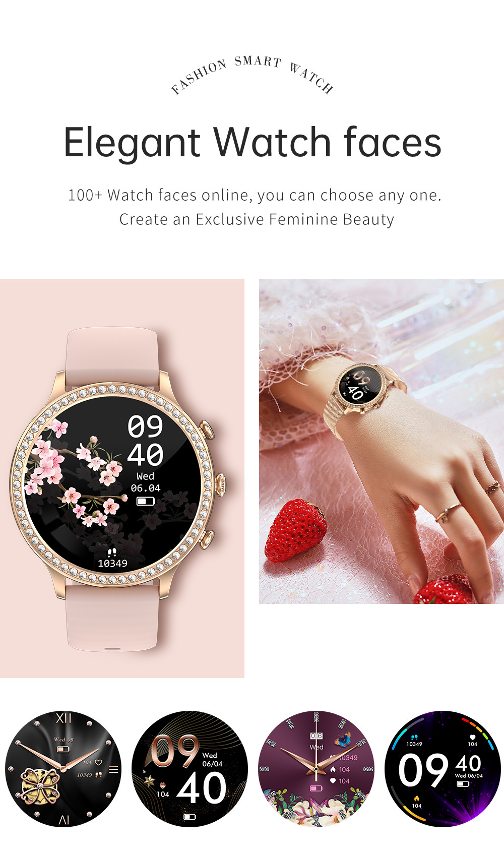 Smart Watch for Women Dial Answer Calls, 1.32'' Diamond Smartwatch Fitness Tracker
