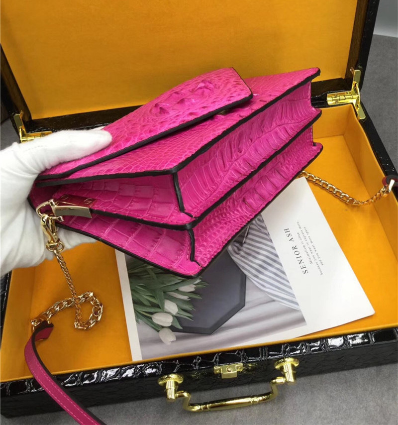 Exotic Alligator Skin Women Small Clutch Bag Genuine Crocodile Leather Female Envelop Purse Lady Cross Shoulder Bag