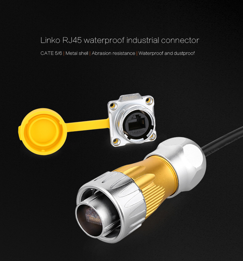 Metal Cover 8p8c Panel Mount Ethernet Modular Jack Metal Shielded Network CAT5 DH-24-RJ45 Connector