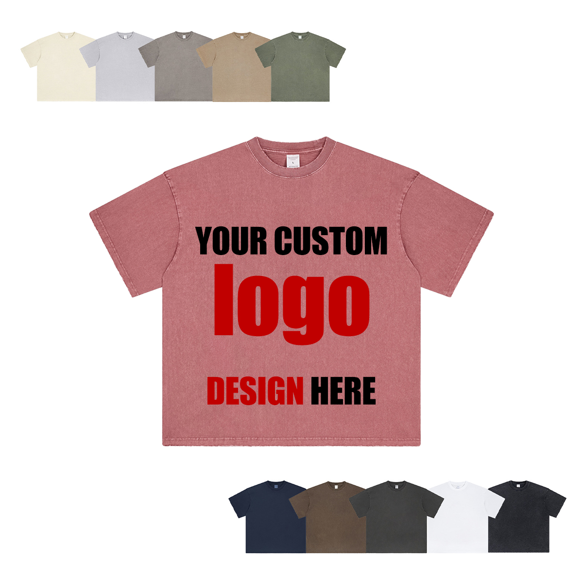 Acid Vintage Washed 250g Men's T-shirts Distressed Heavyweight Blank Oversized T-shirt