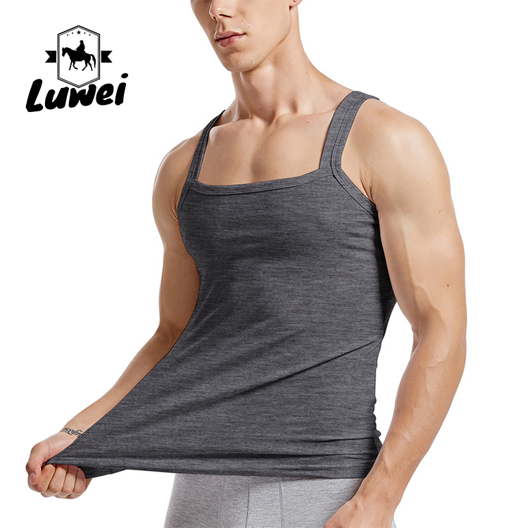 Organic Cotton Men Workout Tank Top Bodybuilding Crop Gym Stringer Vest